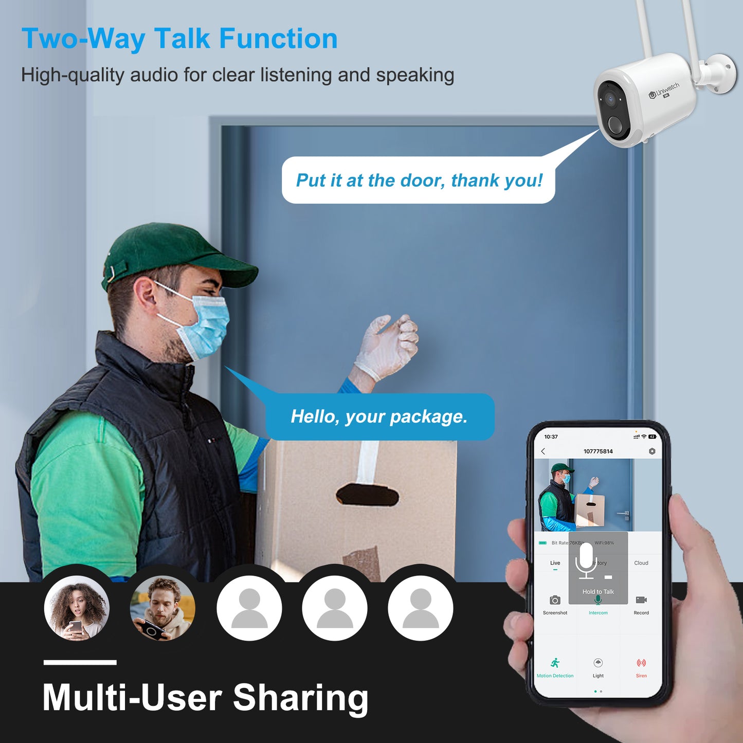 Security Cameras Wireless 2K AI Floodlight Outdoor 2-Way Talk,Night Vision,IP66 Waterproof by Uniwatch