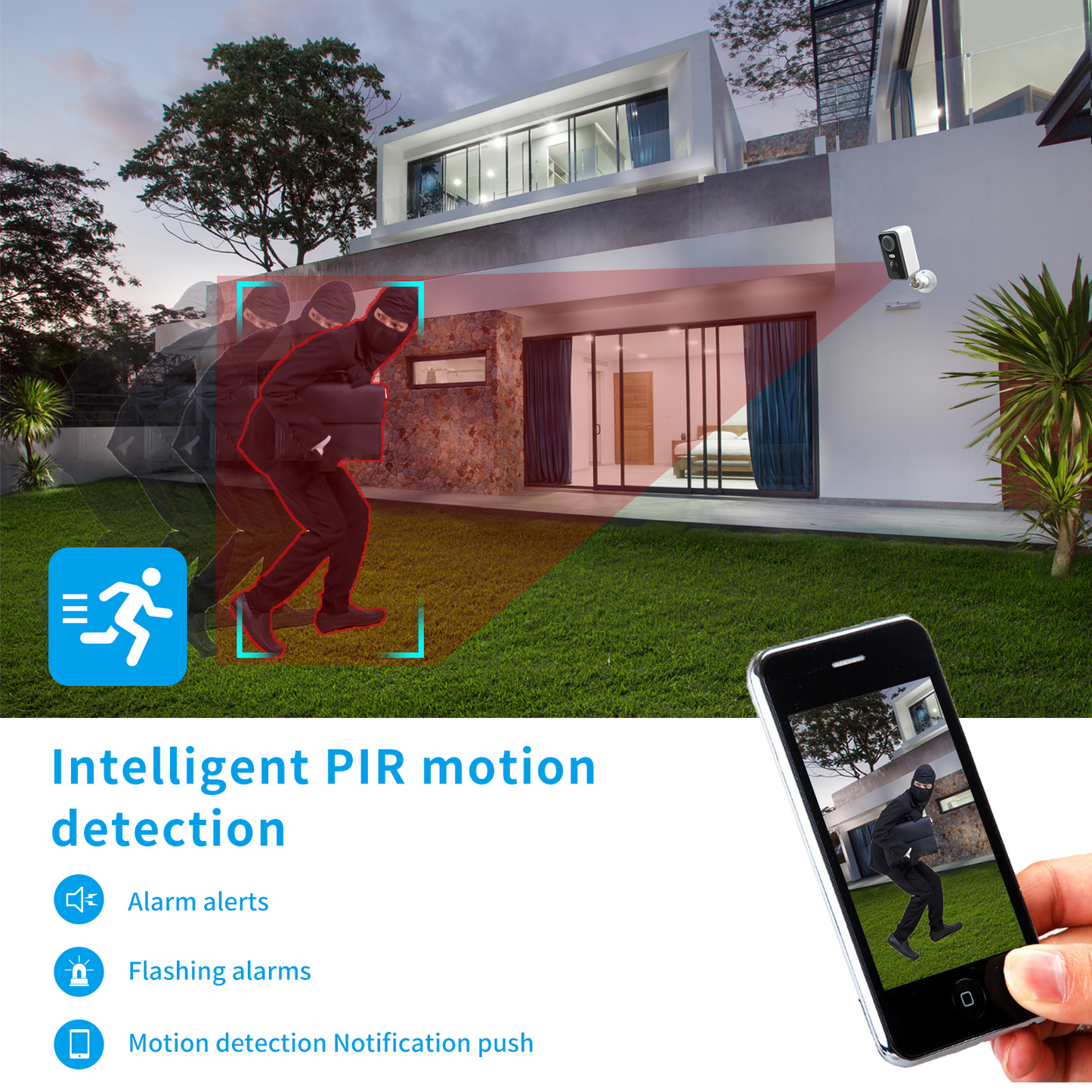 Security Wireless Camera 2K AI Spotlight Full Color Night Vision,5200mAh Battery by Uniwatch