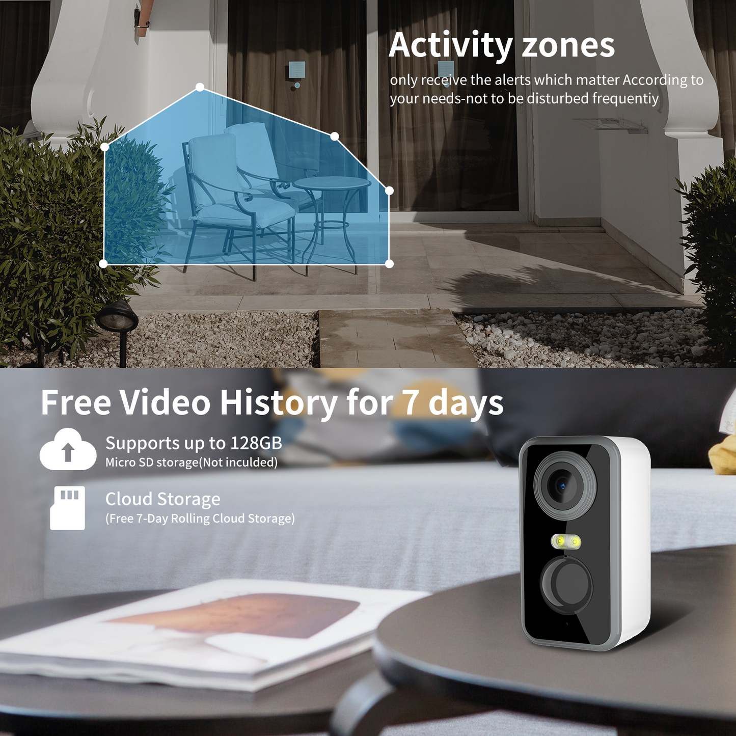 Security Wireless Camera 2K AI Spotlight Full Color Night Vision,5200mAh Battery by Uniwatch