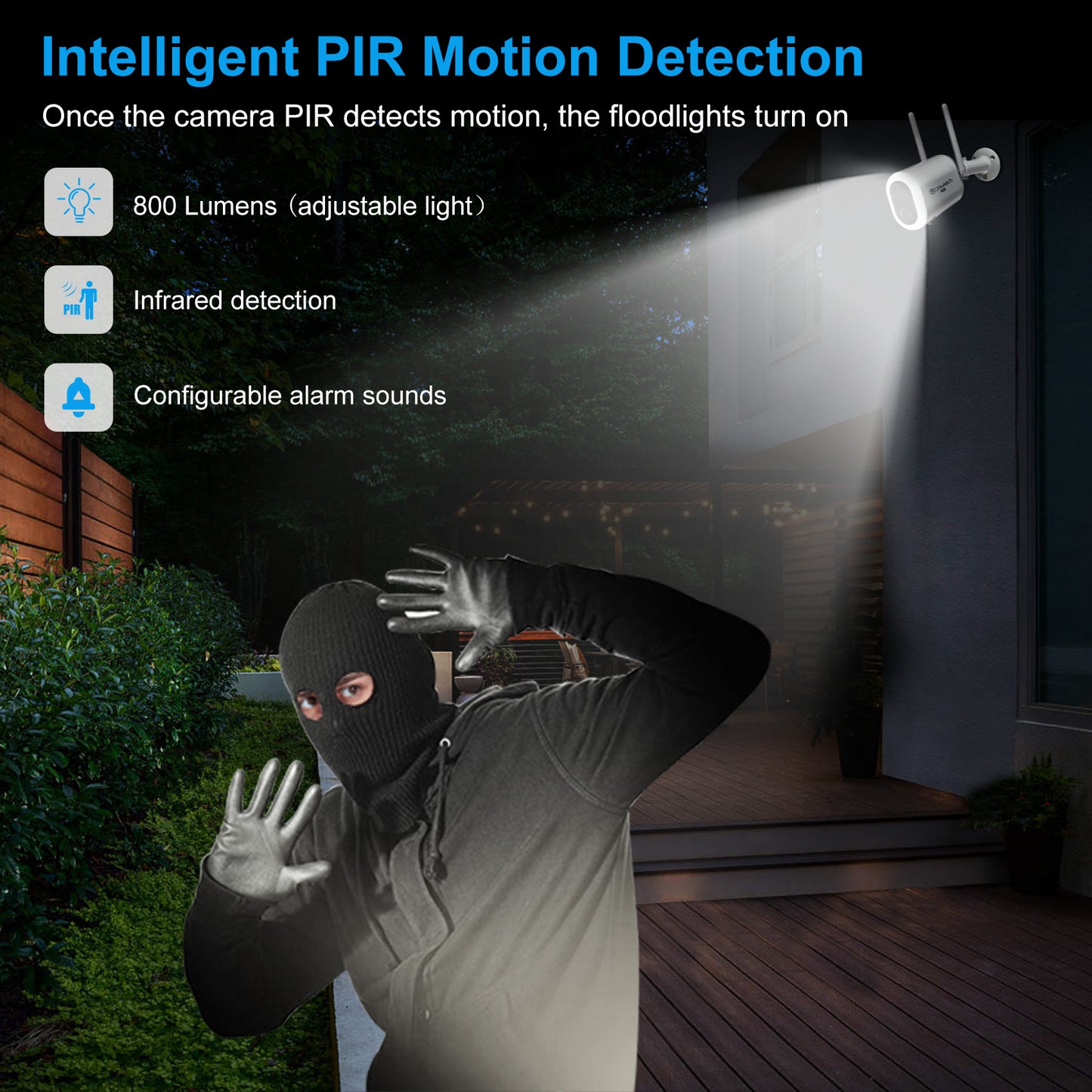 Security Cameras Wireless 2K AI Floodlight Outdoor 2-Way Talk,Night Vision,IP66 Waterproof by Uniwatch
