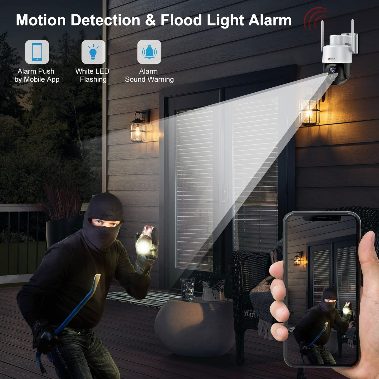 Anpviz 2K Solar Wireless Security Camera Outdoor, 4X Digital Solar Powered Wireless Camera, 360° PTZ Solar Security Cameras, Work with Alexa, Wireless Outdoor Cameras with Solar Panel, Two-Way Audio